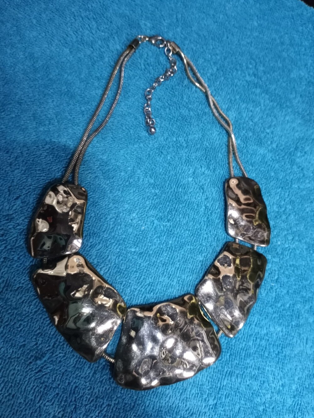 Statement Gold-Tone Hammered Bib Necklace - Women Jewelry